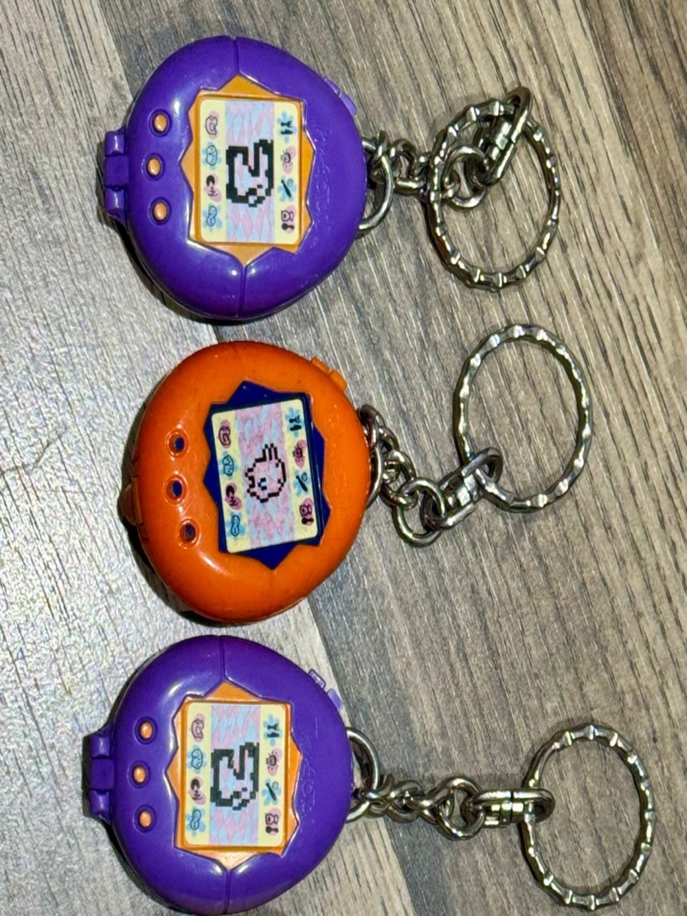 Vintage 1997 Tamagotchi McDonalds Bandai Keychains Lot toy Purple Yellow Orange
